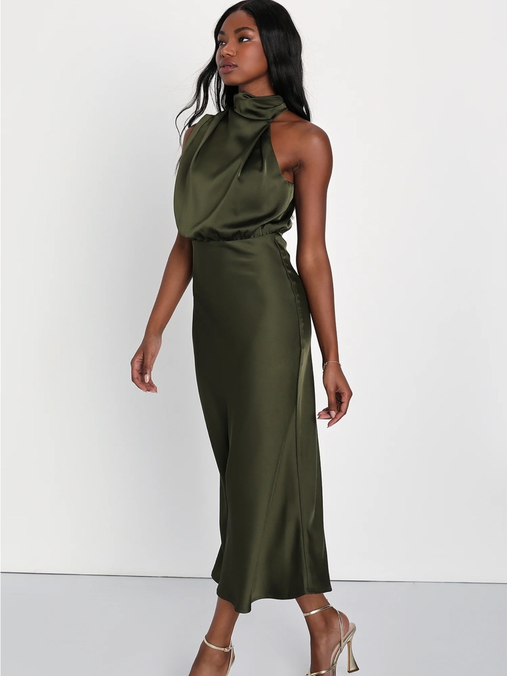 Lulu’s Satin Midi Dress - Picture 2 of 10